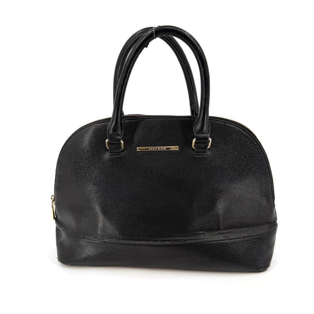 Vintage Y2K Anne Klein Black Minimalist Structured Top Handle Doctor Bag